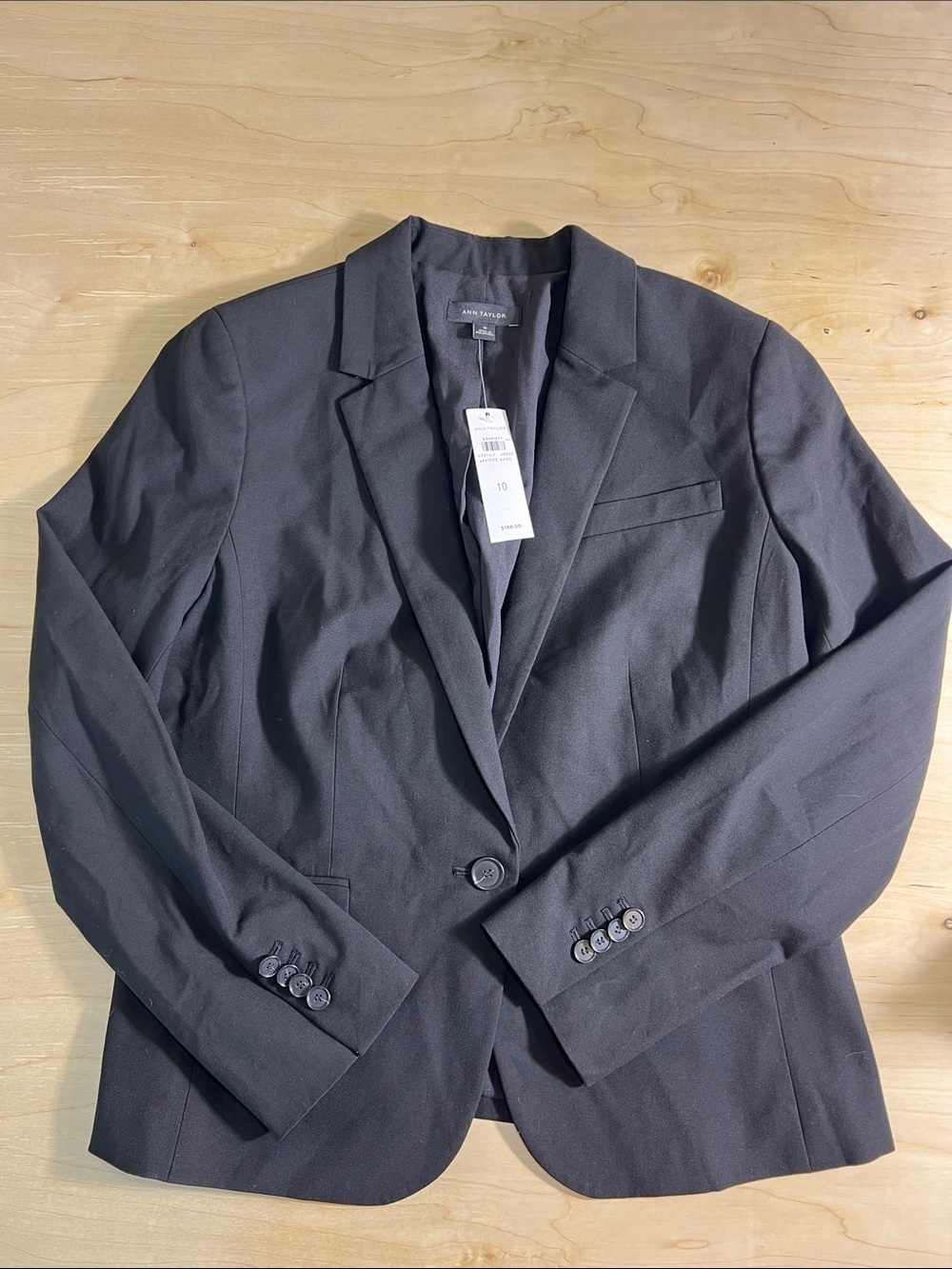 Ann Taylor Black Single-Button Tailored Blazer size 10